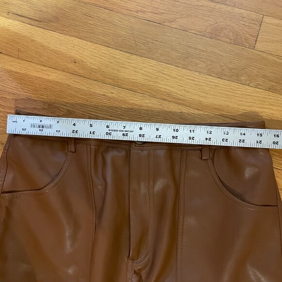 New Sans Souci Faux leather High waist wide leg  pants Brown size M - Picture 8 of 11